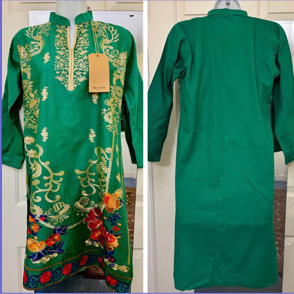 Traditional designer Green Embroidered Kurta & dupatta! S sz